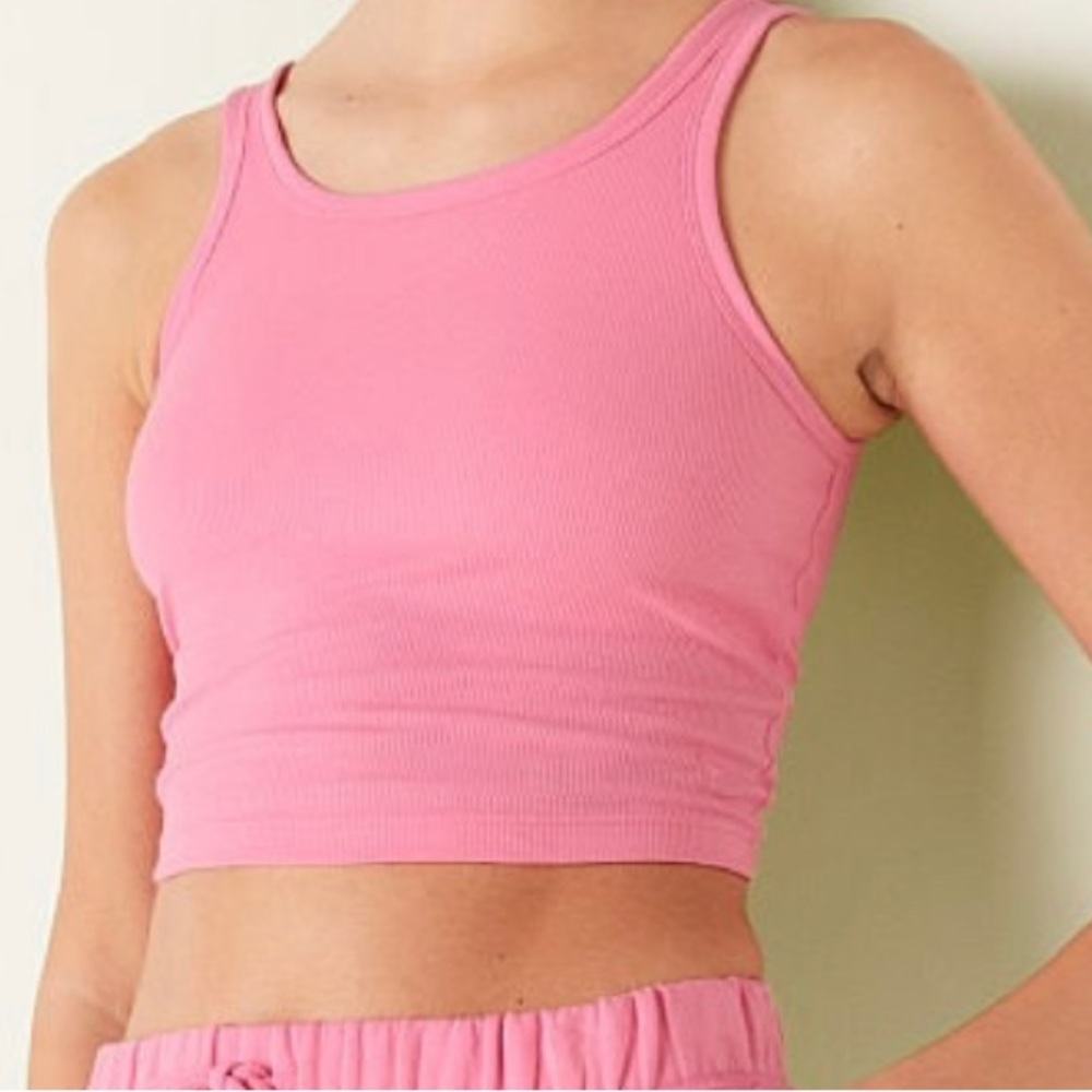 PINK Victoria’s Secret Dreamy Pink Ripped Cropped Tank Top